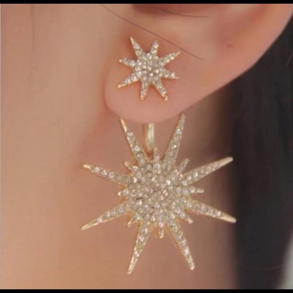 Jewelry - Gold Rhinestone Starburst Earrings